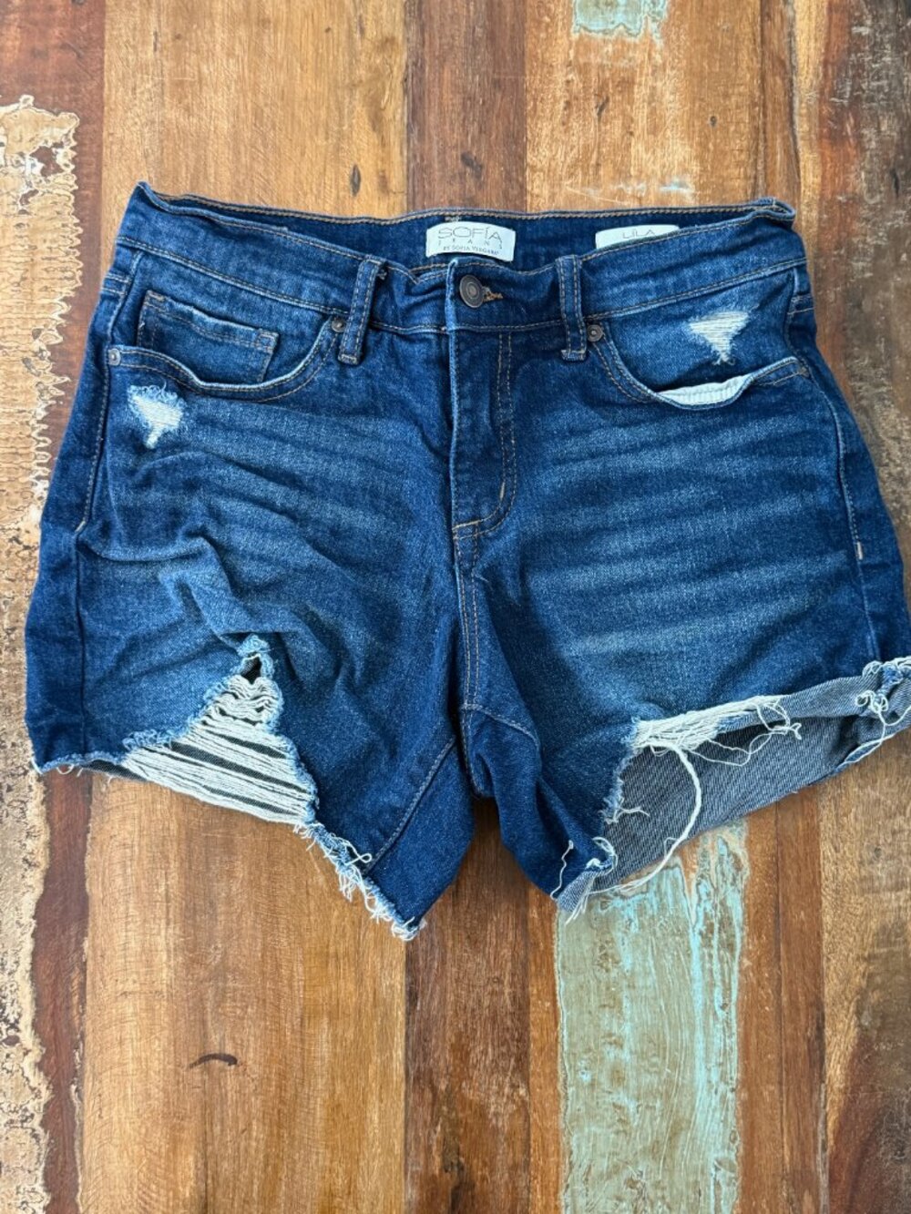 Sofia Jeans by Sofia Vergara Lila Distressed Cutoff Denim Shorts Size 4 - Picture 2 of 8